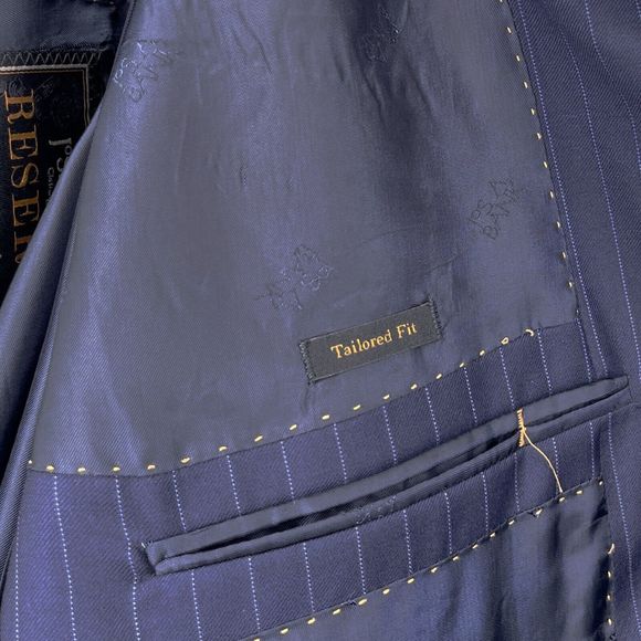 44R JOS A BANK RESERVE mens Blue Pinstripe Lanificio Cerruti 120's Italy Jacket - Picture 7 of 8